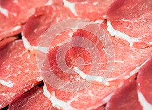 Raw meat slices