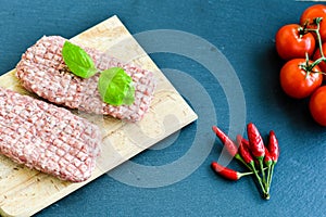 Raw meat steak cutlet for burger