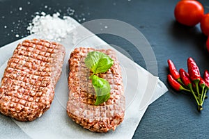 Raw meat steak cutlet for burger