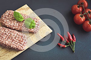 Raw meat steak cutlet for burger