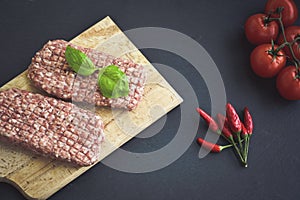 Raw meat steak cutlet for burger