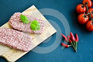 Raw meat steak cutlet for burger