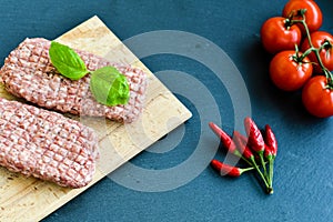 Raw meat steak cutlet for burger