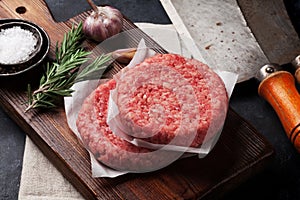 Raw minced beef meat for home made burgers