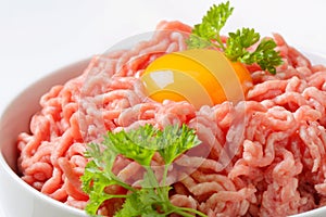 Raw minced meat and egg yolk