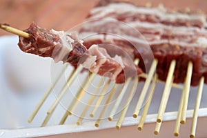 Raw mini sheep skewers