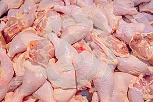 Raw natural chicken meat piling for sale in supermarket