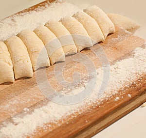 Raw njoki on the table