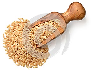 Raw oats isolated on the white background, top view