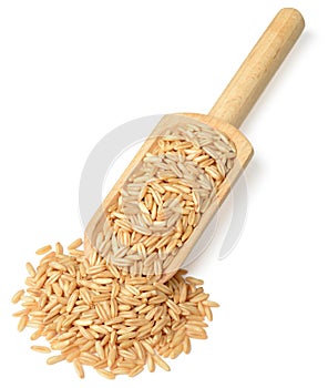 Raw oats isolated on the white background, top view