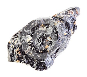 raw obsidian (volcanic glass) stone on white