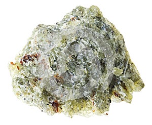 raw olivine ( chrysolite) stone on white photo