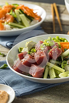 Raw Organic Ahi Tuna Poke Bowl