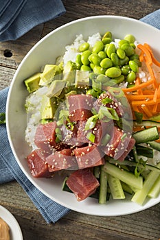 Raw Organic Ahi Tuna Poke Bowl