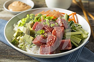 Raw Organic Ahi Tuna Poke Bowl photo