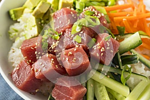 Raw Organic Ahi Tuna Poke Bowl