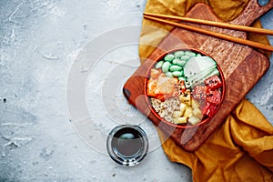 Raw Organic Ahi Tuna Poke Bowl with Rice