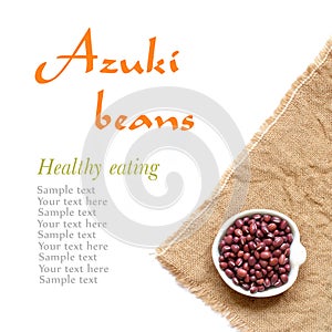 Raw Organic azuki beans in a bowl