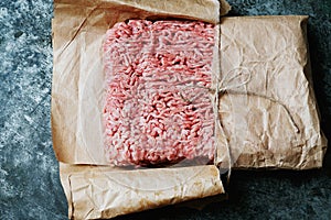 Raw organic beef mince meat