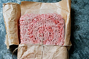 Raw organic beef mince meat