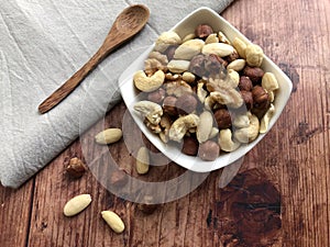 Raw, organic, homemade Trail Mix with Hazelnuts, almonds, cashews and walnuts