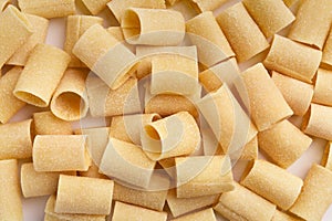 Raw paccheri texture closeup