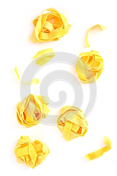 Pappardelle pasta on white background photo