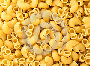 Raw pasta closeup, background. The view of top.