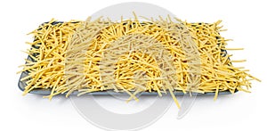 raw pasta noodles on white isolated background