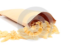 Raw pasta on white