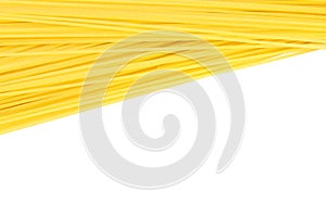 Raw pasta on white background