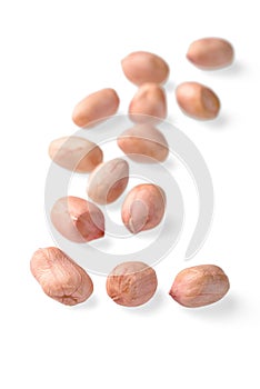 Raw peanut kernel on white