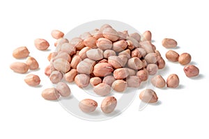 Raw peanut kernel on white