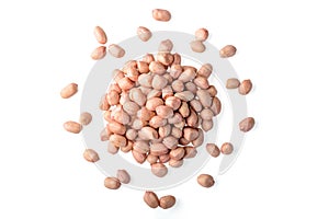 Raw peanut kernel on white