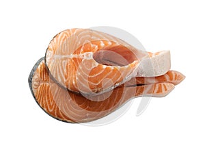 Raw Pink Salmon Steak, Red Fish, Chum or Trout Fillet Cut Out