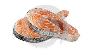 Raw Pink Salmon Steak, Red Fish, Chum or Trout Fillet Cut Out