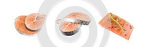 Raw Pink Salmon Steak, Red Fish, Chum or Trout Fillet Cut Out