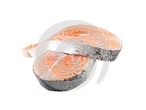 Raw Pink Salmon Steak, Red Fish, Chum or Trout Fillet Cut Out