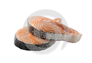 Raw Pink Salmon Steak, Red Fish, Chum or Trout Fillet Cut Out