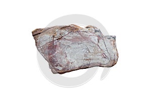 Raw pink sandstone isolated on white background. arkosic sandstone sedimentary rocks.