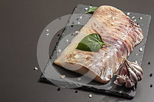 Raw pollock Pollachius virens fillet. Fresh fish for healthy food lifestyle