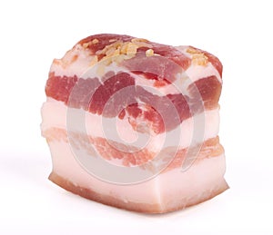 Raw Pork belly tasty bacon isolated on white background close up