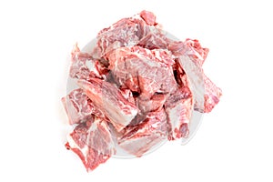 Raw pork bones isolated on white background photo