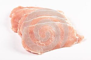 Raw Pork Chop Isolated Above White Background