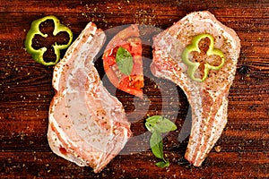 Raw pork chops