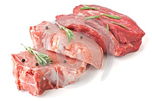 Raw Pork Chops and Beef photo