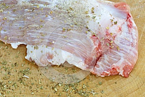 Raw pork on cutting board