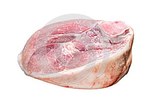 Raw pork ham cut. Leg meat. Isolated on white background.