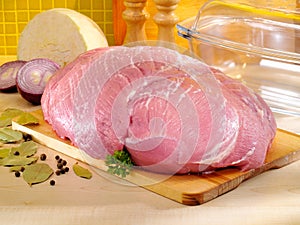 Raw pork ham meat