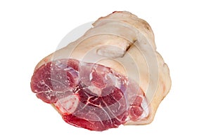 Raw pork leg ham isolated on white background